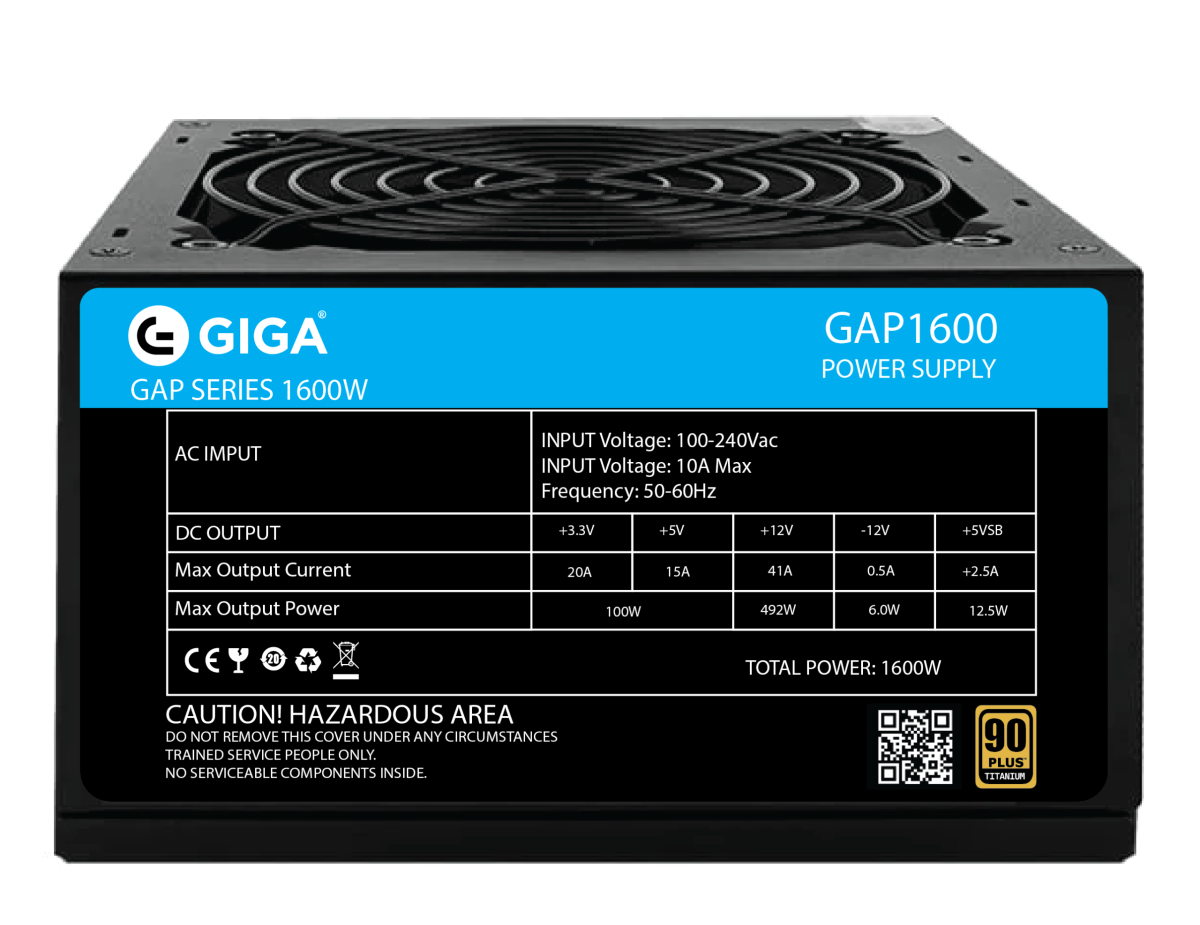 منبع تغذیه(پاور) کامپیوتر 1600 وات ماژولار گیگا مدل GIGA GAP1600 80 Plus POWER