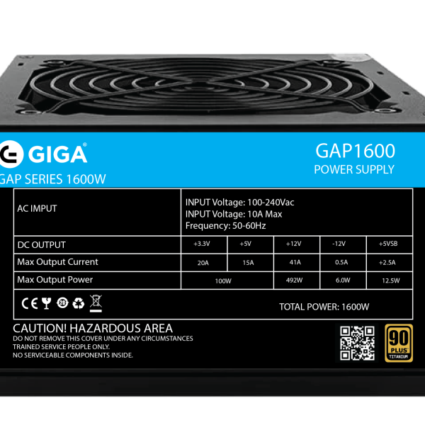 منبع تغذیه(پاور) کامپیوتر 1600 وات ماژولار گیگا مدل GIGA GAP1600 80 Plus POWER